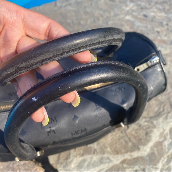 Vintage MCM Black Satchel Monogram Handbag - Picture 3 of 13